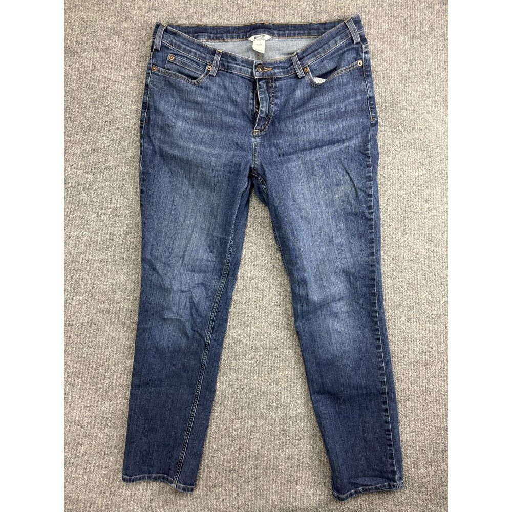 Duluth Trading Co Straight Jeans Womens 12x31 Blue Med Wash‎ Mid Rise Stretch